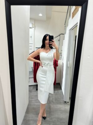 White French length dress gives a touch of luxury and simplicity