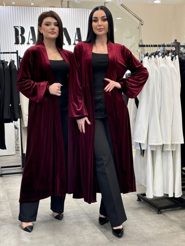 Wine velvet abaya - Image 2