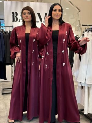 Burgundy sateen abaya
