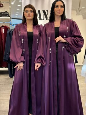 sateen abaya with strass