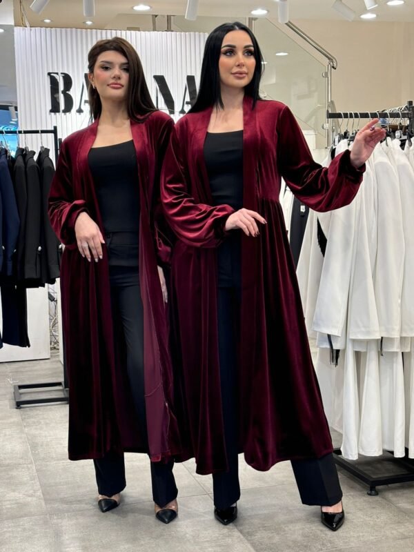 Wine velvet abaya