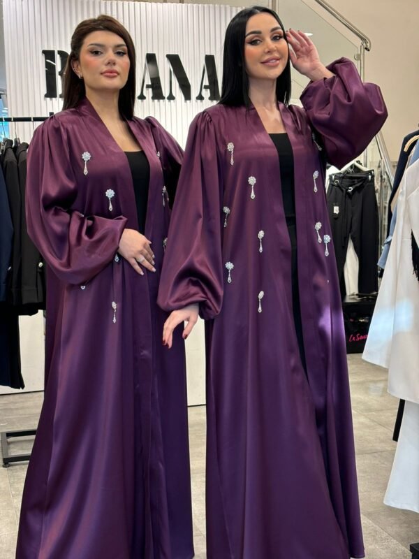 sateen abaya with strass - Image 3