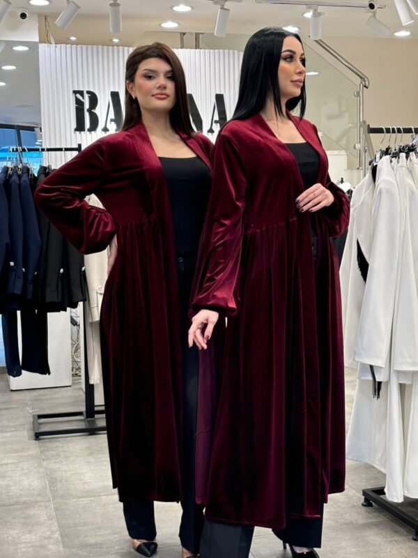 Wine velvet abaya - Image 3