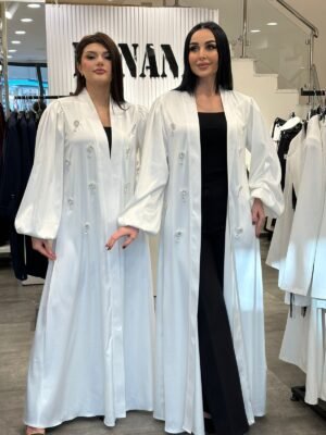 White sateen abaya